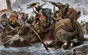 Military Framed Print Collection: Viking raid under Olaf I