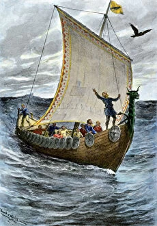 Ocean Collection: Viking ship at sea
