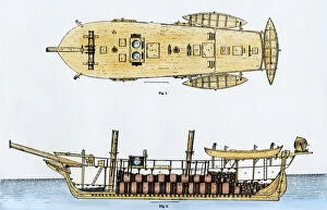 Fishing Industry Collection: Whaling ship diagram, 1800s