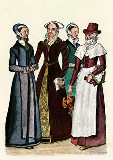 Tudor era fashion trends Framed Print Collection: Women of Tudor England