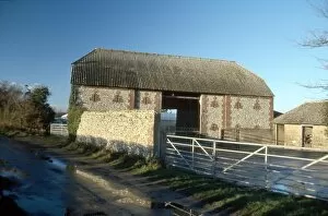 Walberton Collection: Flint and brick barn at Binsted Nursery Farm, Walberton, West Sussex