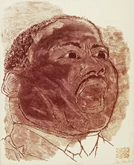 Civil rights movement Poster Print Collection: (1929-1968). American clergyman and reformer. Wood engraving, 1966, by Stefan Martin after Ben Shahn