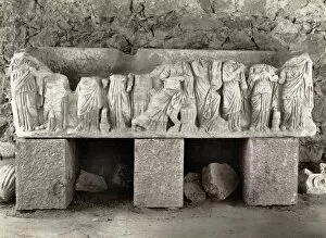 Tebessa Photo Mug Collection: ALGERIA: ROMAN SARCOPHAGUS. Sarcophagus at the Roman Temple of Minerva in Tebessa