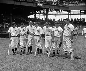 Baseball Stadiums Metal Print Collection: ALL-STAR GAME, 1937. Major League baseball players Lou Gehrig, Joe Cronin, Bill Dickey
