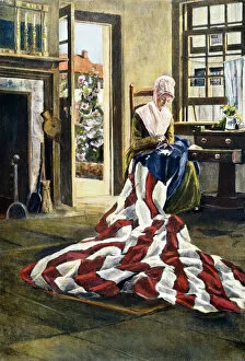 Revolutionary Collection: American seamstress and patriot. Betsy Ross making the first American flag