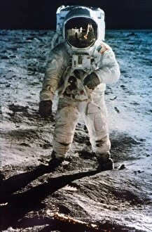 The Moon Collection: APOLLO 11: BUZZ ALDRIN. Astronaut Edwin Buzz Aldrin standing on moon