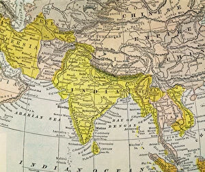 Tibetan Art Mouse Mat Collection: ASIA MAP, 19th CENTURY. Persia, Afghanistan, Turkestan, India, Tibet, Burma, and Siam