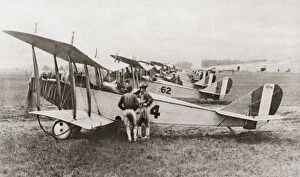 Aviation Metal Print Collection: Aviators at an American airfield during World War I. Photograph, c1917