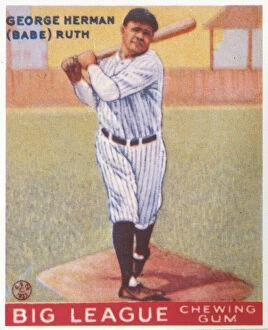 Babe Ruth In Red Sox Jersey by Vintage Baseball Posters