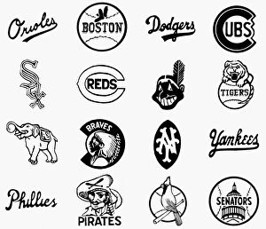 Related Images Fine Art Print Collection: BASEBALL LOGOS. Various logos of American baseball teams, c1955