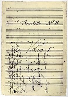 Ludwig van Beethoven Jigsaw Puzzle Collection: BEETHOVEN MANUSCRIPT, 1799. Copy of Ludwig van Beethovens String Quartet in F Major Op. 18 no