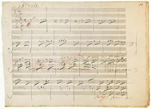 Ludwig van Beethoven Pillow Collection: BEETHOVEN MANUSCRIPT, 1806. Manuscript page from Ludwig van Beethovens String Quartet in C Major