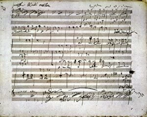 Ancient artifacts and relics Pillow Collection: BEETHOVEN MANUSCRIPT. Sketches by Ludwig van Beethoven (1770-1827)