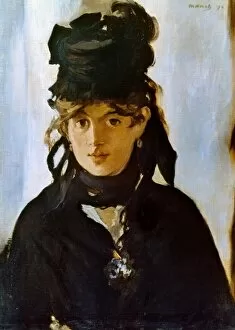 28 Oct 2010 Antique Framed Print Collection: BERTHE MORISOT (1841-1895). French painter. Oil on canvas, 1872, by Edouard Manet