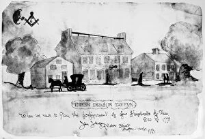 Colonial America illustrations Premium Framed Print Collection: BOSTON: TAVERN, 1773. The Green Dragon Tavern in Bostons North End