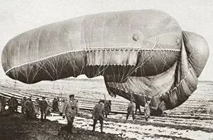 Aviation Fine Art Print Collection: Captured observation balloon on the Western Front during World War I. Photograph, c1916