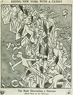 Marcel Collection: CARTOON: CUBISM, 1913. Seeing New York with a Cubist - The Rude Descending a Staircase