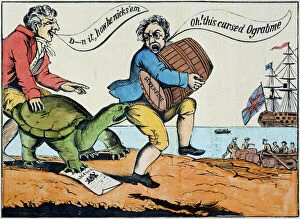 Alexander Anderson Photographic Print Collection: CARTOON: EMBARGO, 1811. Ograbme, or the American Snapping-Turtle: American cartoon