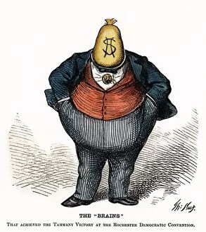 Handcolored Poster Print Collection: CARTOON: TWEEDs RING, 1871. The Brains. Cartoon of William Marcy Boss Tweed