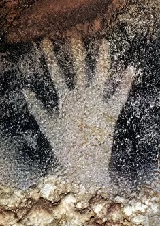 Fine Art Photographic Print Collection: CAVE ART: PECH MERLE. Prehistoric human handprint from Pech Merle cave, France