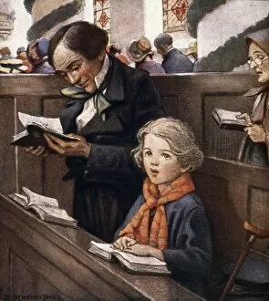 Charles Smith Collection: A CHRISTMAS CAROL. Bob Cratchit & his son Tiny Tim: illustration by Jessie Willcox Smith (1863-1935)