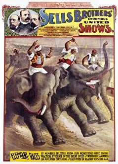 Running Collection: CIRCUS POSTER, c1890. American circus poster, c1890, for Sells Brothers Circus