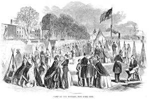 American Civil War Fine Art Print Collection: CIVIL WAR: UNION CAMP, 1861. Union Army camp at the Battery, New York City