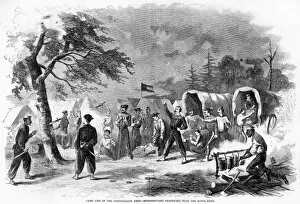 Confederate Collection: CONFEDERATE CAMP, 1861. Confederate troops from Mississippi practicing with the Bowie knife in camp