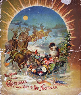 Moore Collection: Cover of an 1896 edition of Clement Clarke Moores holiday poem, The Night Before Christmas