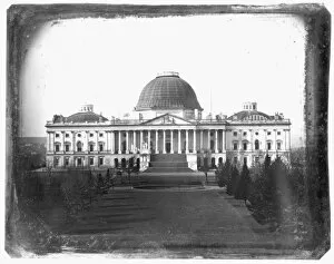 John Hillers Poster Print Collection: Daguerreotype attributed to John Plumbe, Jr. The earliest known photograph of the Capitol