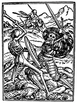 Allegory Collection: DANCE OF DEATH, 1538. Death and the Soldier. Woodcut by Hans Holbein the Younger