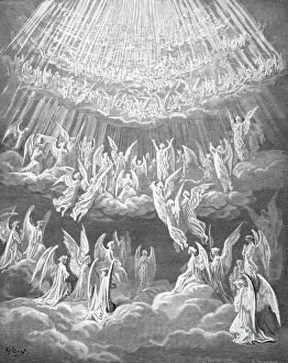 Music Poster Print Collection: DANTE: PARADISE. The Heavenly Choir. Wood engraving after Gustave Dore