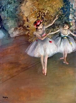 Fine Art Photographic Print Collection: DEGAS: DANCERS, c1877. Two dancers on stage. Oil on canvas by Edgar Degas, c1877