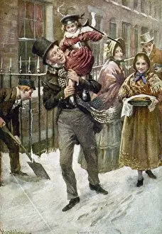 Cratchit Collection: DICKENS: A CHRISTMAS CAROL. Bob Cratchit and Tiny Tim. Illustration by Harold Cropping from a 1920