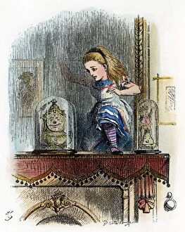 Lewis Carroll Collection: DODGSON: LOOKING GLASS. In another moment Alice was through the glass, and had
