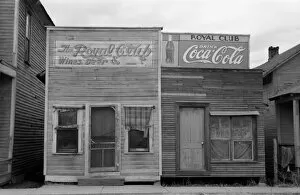 Bars Taverns and Saloons Pillow Collection: Exterior of a beer hall, Mound Bayou, Mississippi. Photograph by Russell Lee, January 1939