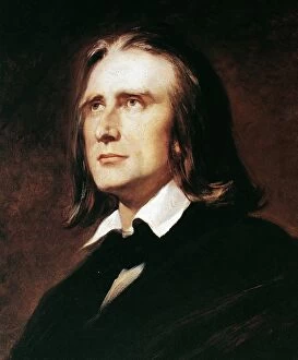Liszt Collection: FRANZ LISZT (1811-1886). Hungarian pianist and composer. Painting by Wilhelm von Kaulbach