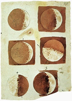 Diagram Collection: GALILEO: MOON. Sketches by Galileo of the moon as he saw it through the telescope