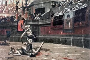 Kill Collection: GEROME: GLADIATORS, 1874. Jean-Leon Gerome: Pollice Verso [The Gladiators]. Oil on canvas, 1874