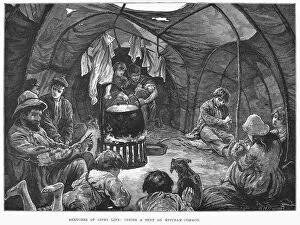 Anthropology Collection: GYPSY ENCAMPMENT, 1879. Inside a gypsy tent at a camp at Mitcham Common, South London