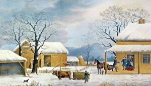 Thanksgiving Fine Art Print Collection: HOME TO THANKSGIVING, 1867. Lithograph, 1867, by Currier & ives