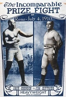 Versus Collection: JOHNSON VS. JEFFRIES, 1910. American boxing poster promoting the championship fight between Jack