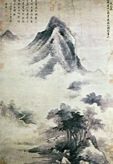 Chinese dynasties paintings Canvas Print Collection: Landscape After the Rain, by Kao K o-kung (1248-1310). Yuan dynasty