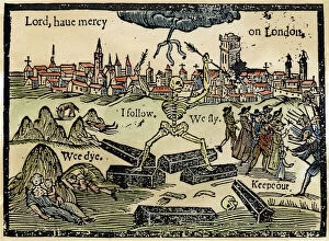 Allegory Collection: Lord, have mercy on London. Contemporary English woodcut on the Great Plague of 1665