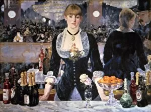 Impressionist paintings Pillow Collection: MANET: FOLIES-BERGERES. The Bar at Folies-Bergeres. Oil on canvas by Edouard Manet, 1881-82
