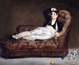 Manet Collection: MANET: SPANISH COSTUME. Young Woman Reclining in Spanish Costume. Oil on canvas, 1862