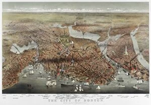 Royal Navy Photo Mug Collection: MAP: BOSTON, c1873. The City of Boston. Bird s-eye view of Boston, Massachusetts