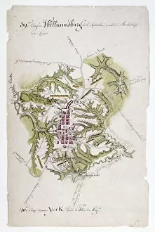 American Revolution Pillow Collection: Map of Williamsburg, Virginia, and the surrounding country. Drawing, 1781