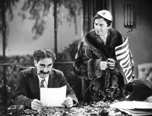 Fur Coat Collection: THE MARX BROTHERS, 1932. Groucho (left) and Chico Marx in Horse Feathers, 1932