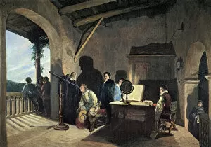 Galileo Galilei Collection: MILTON VISITING GALILEO. John Milton visiting Galileo Galilei during Miltons Italian tour of